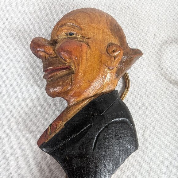 Vintage Hand Carved Wooden Spoon Fork Faces Man Woman Couple Decorative Kitchen - Picture 3 of 8